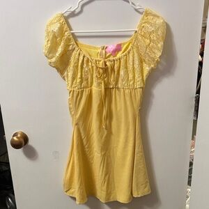 Sugar Thrillz Yellow Lace Mini Dress